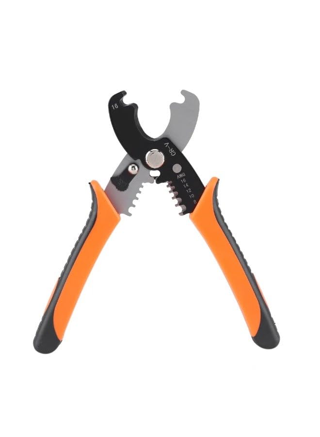 Professional Wire Stripper & Cutter Tool for Electricians ART706, 8" 200mm Heavy Duty Manganese Steel, 8" 200mmPrecise Stripping Holes, Anti-Rust Finish, Comfortable PVC Handle, Suitable for Multi-Co