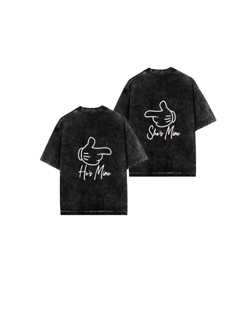 He's Mine She's Mine VaIentine CoupIe T-shirt Washed 11