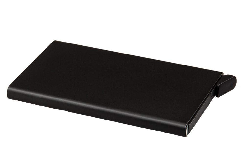 Smart Wallet and Card Holder with RFID Blocking Technology 6 Cards Stink Out with One Click, Aluminum, Unisex, Black