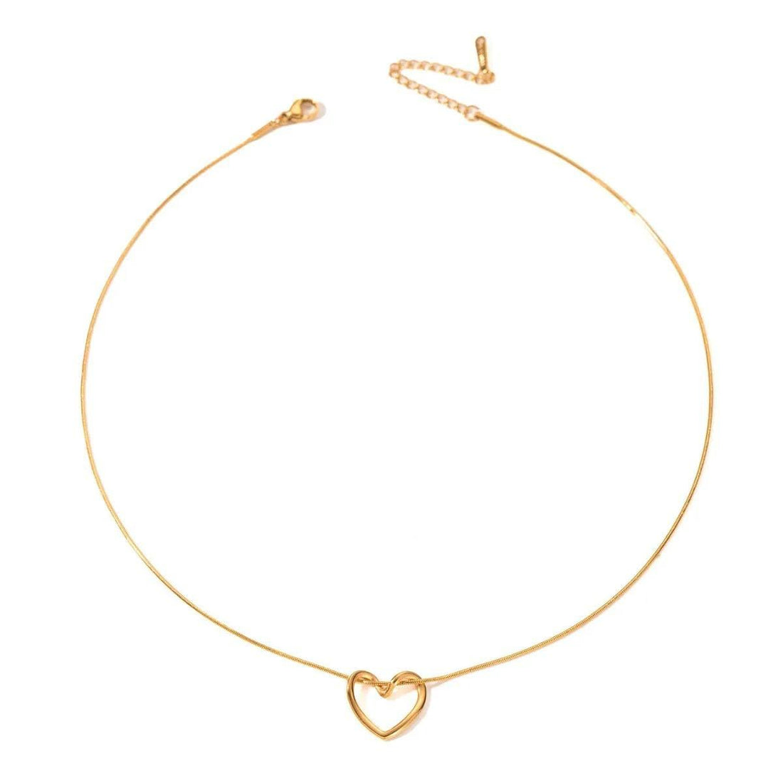 Stainless Steel 18K Gold Plated Simple Heart Shaped Necklace For Women