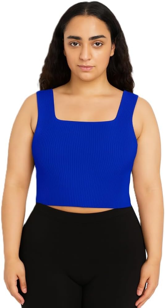 Women's Plus Size Squared Neck Knitted Vest