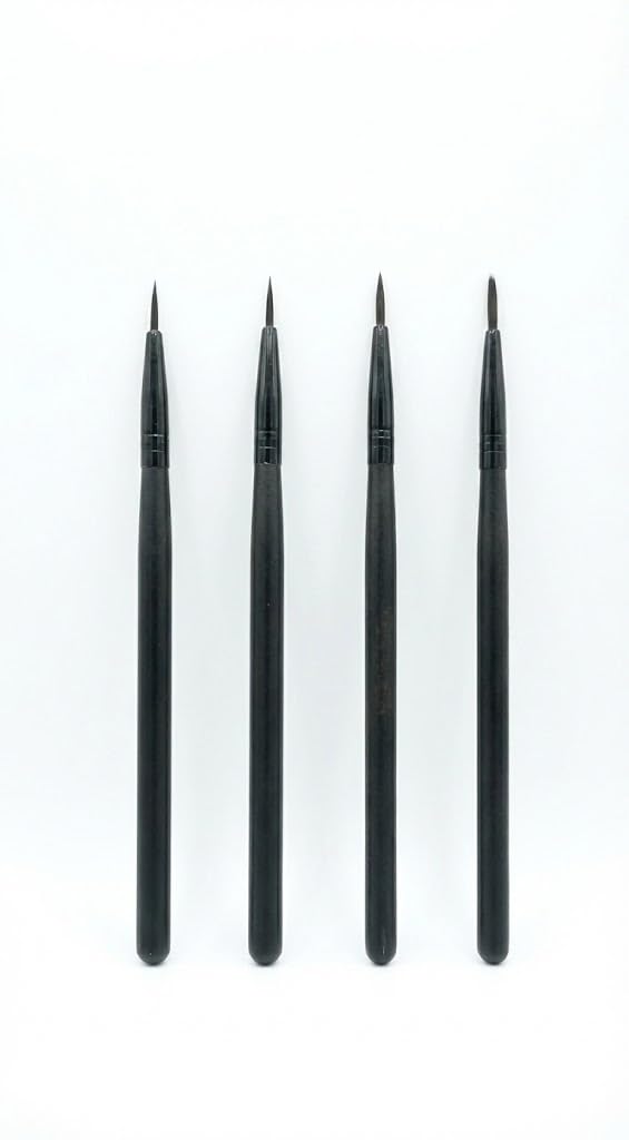 Professional Eyebrow Eyeliner Brush Set (4 Pieces), Fine Pointed Tips for Sharp Lines, Eye Beauty Tools for Gel and Liquid Eyeliner Application with Precision