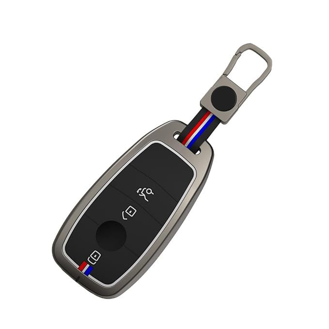 Metal Key Fob Cover Compatible with 2020+ Mercedes Benz E-Class S Class A Class C Class CLA GLS GLE CLS CLS 3 Buttons Smart Key