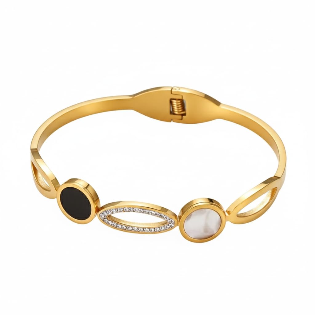 Stainless Steel Bracelet for Women Gold Plated Heart Star Butterfly Zircon Enamel Pearl Bracelet Perfect for Christmas Day Daily Use Gift for Her