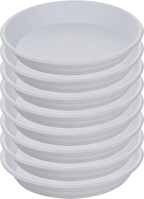 Plant Trays Durable Plant Trays for Flower Pots, Drainage, Round Saucers for Drip/Spill Prevention and Home Garden White 8 Pieces, Plastic,