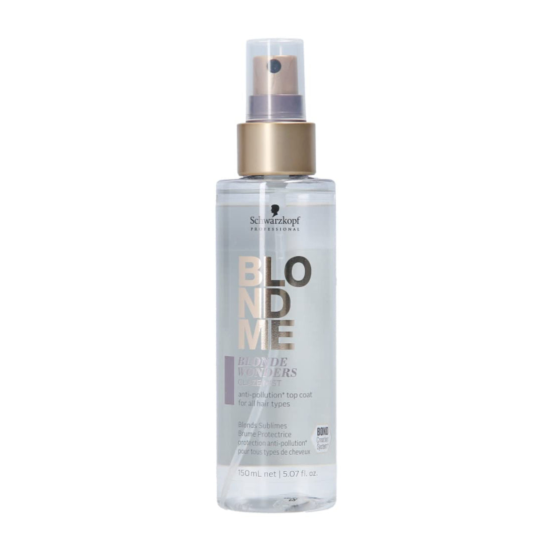 Schwarzkopf Professional BLONDME Blonde Wonders Finishing Glaze Mist Hair Mist For Colored Lighthened Bleached Hair 3D Bond Creation Technology Long Lasting Shine UV Protection Rebuilding 150 ml