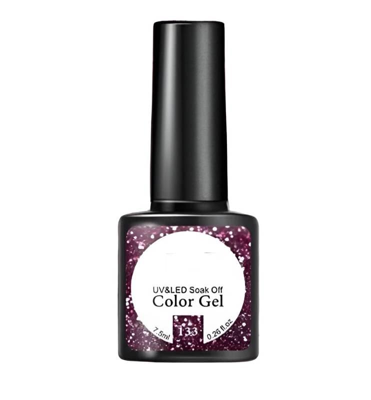 Reflective Burgundy Glitter Gel Polish 7.5ml, Deep Red Sparkle UV Gel for Nails, High-Shine Shimmer Color, Soak Off Nail Polish for Salon & Home Manicures – Shade 133