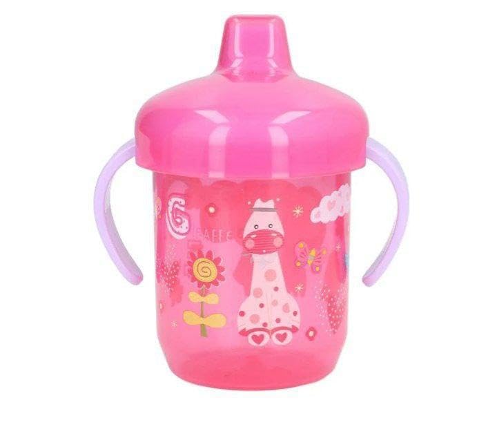 Toddler Cup - Pink giraffe design sippy cup featuring easy grip handles and leak-proof technology perfect for babies six months up providing a fun and mess-free drinking experience daily (model 1)