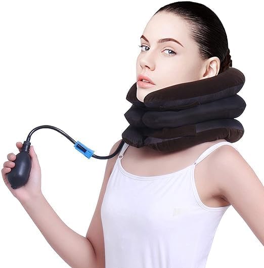Neck Traction Pillow & Collar Support, Adjustable Inflatable Neck Extension Brace, Neck Support Pillow for Chronic Neck Pain Relief at Home, Spine Alignment and Relaxation