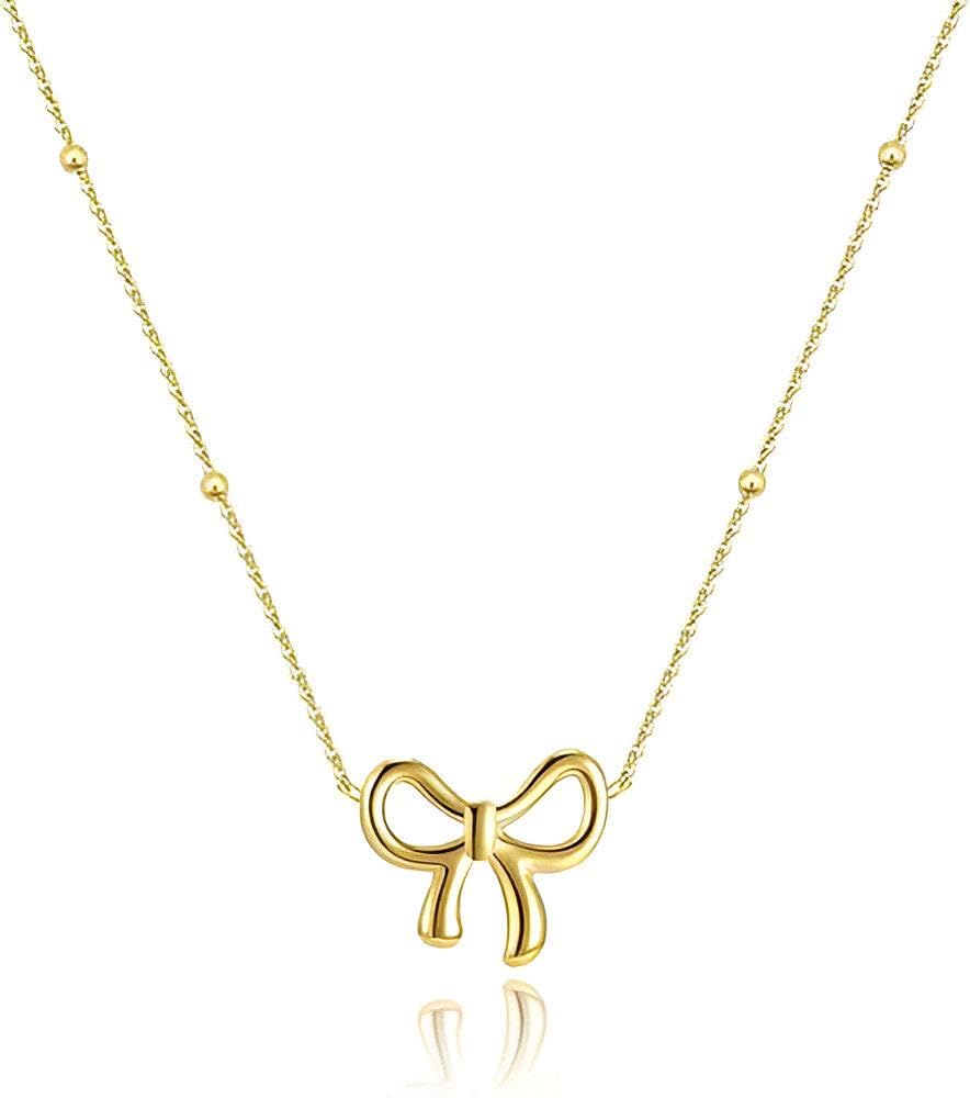 Feminine Necklace - Stainless Steel 316L Bow Pendant Symbolizing Grace and Purity, Perfectly Crafted For Women Who Appreciate Delicate Beauty and Durable Quality in Elegant Daily Jewelry
