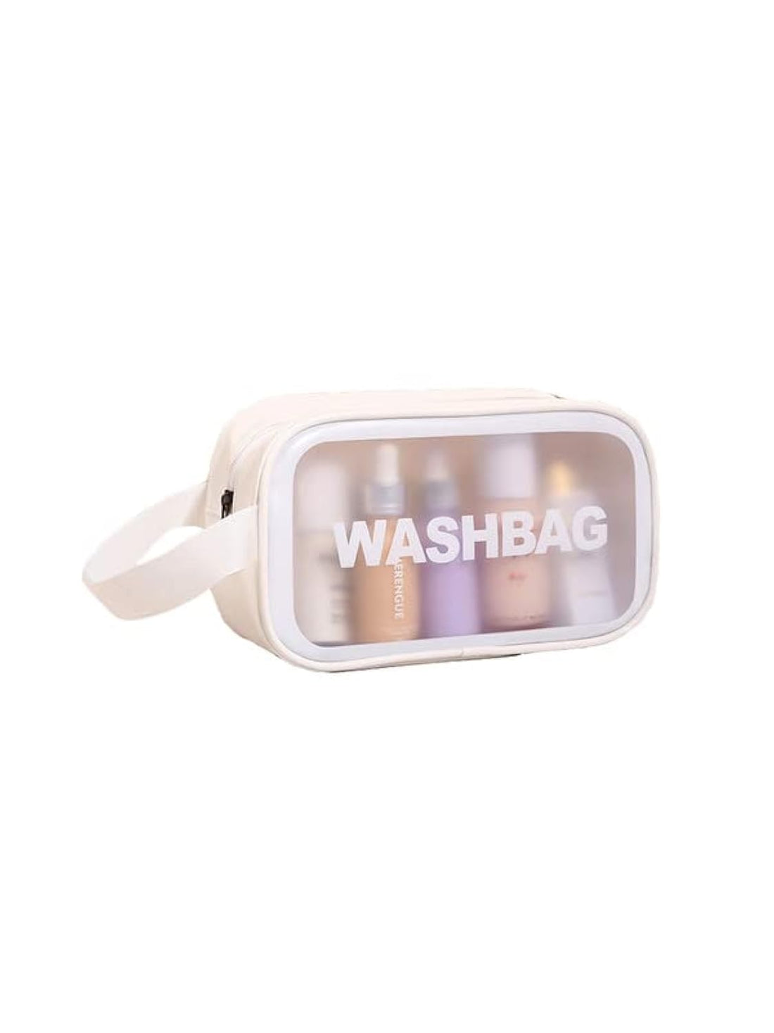 GlutaSan Amso Clear Travel Toiletries Bag Waterproof Cosmetic Makeup Wash Bags PVC Portable Organiser Case Carry Pouch for Women, White, S, Backpacks