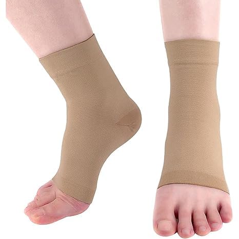 Ankle Compression Socks, Ankle Sprain, Open Toe Compression Socks, Breathable Elastic Thin Ankle Brace for Swelling, Plantar Fasciitis, Sprain, Pack of 1 - Women and Men