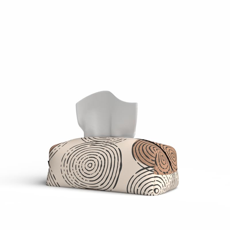 ART MOOD HOME Fabric Tissue Box Cover Premium Fabric Tissue Holder With Leather Layer Inside for Home, Office, and Car Durable and Elegant Tissue Dispenser for Standard Tissue Boxes - Rounds