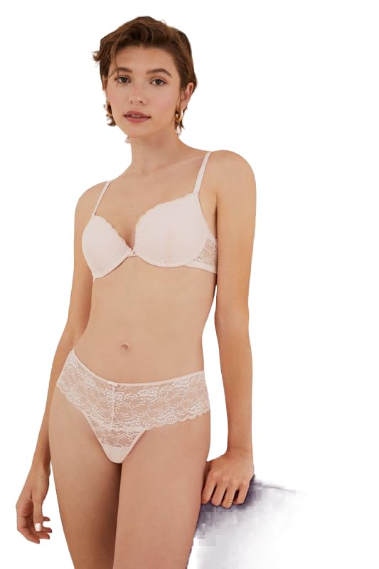 women'secret Women Secret Women Wide Light Pink Lace Brazilian Panties -Xl,Pink
