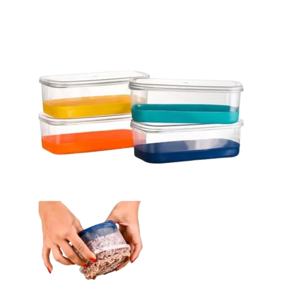 2-Piece 1000ml Push-Pop Silicone Food Storage Container Set - Refrigerator and Deep Freezer Organizer - Versatile Kitchen Storage for Meals, Fruits, Vegetables, Meats, Legumes, and Snacks