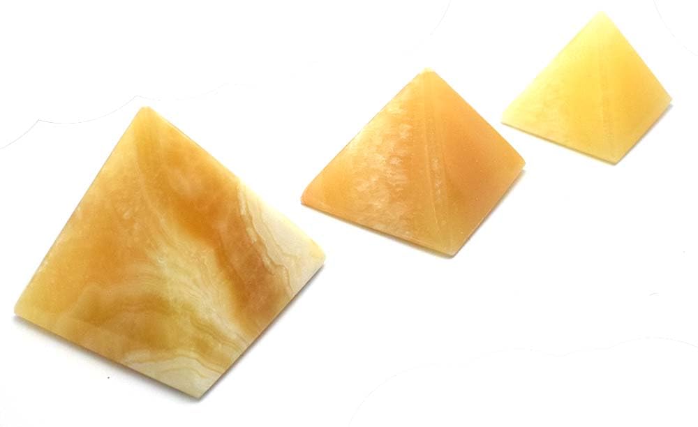 immatgar pharaonic Decorative Egyptian 3 Pyramids Alabaster Statue ancient Egyptian souvenirs gifts handmade Home decor Sculptures (Yellow 7CM)