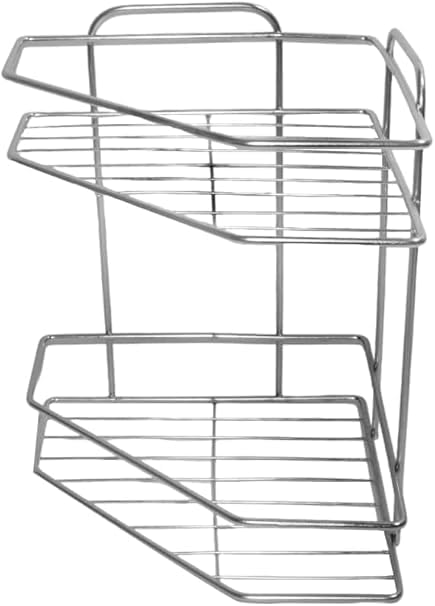 Bathroom Corner - Bathroom Shelf (Corner Bathroom Shelf - L 32 x W 36 cm - Silver Two Door - Modern Style - Metal Bathroom Corner with Square Handle)