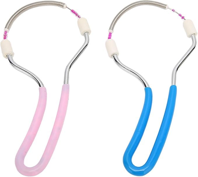 Facial Hair Removal Spring Tool, Painless Manual Hair Remover for Face, Upper Lip and Chin, Stainless Steel with Soft Grip Handle, 2 Pack