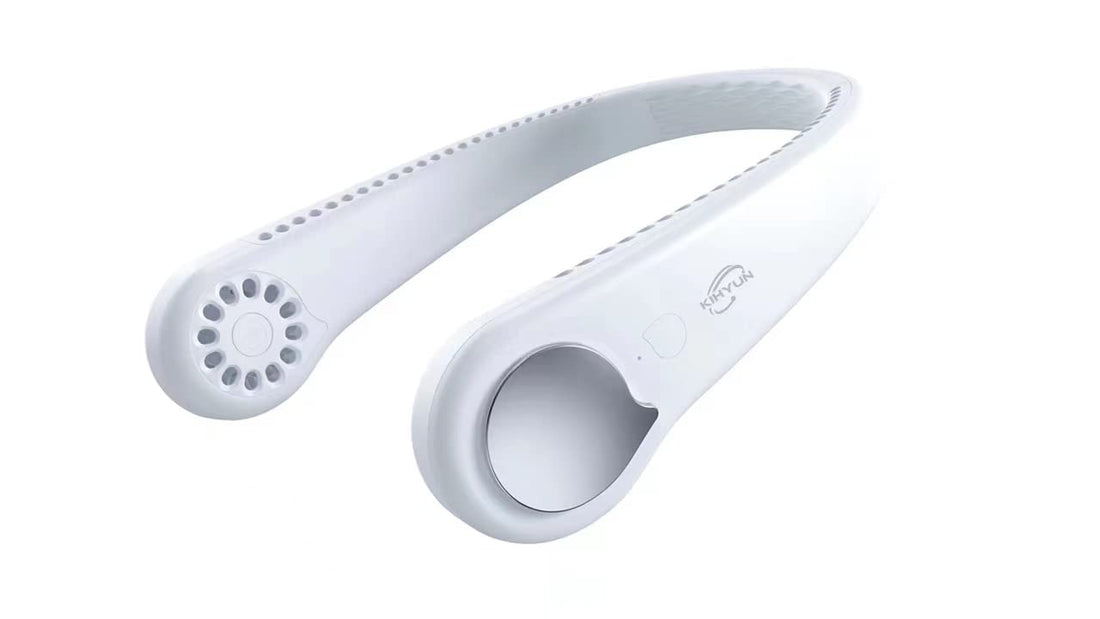 KIHYUN - Portable Neck Fan, 3 Speeds Rechargeable Lazy Neckband Fan, Personal Bladeless Battery Operated Fan with 48 Air Outlet, Wearable Mini Hanging Neck Fan for Sports, Travel, Outdoor (White)