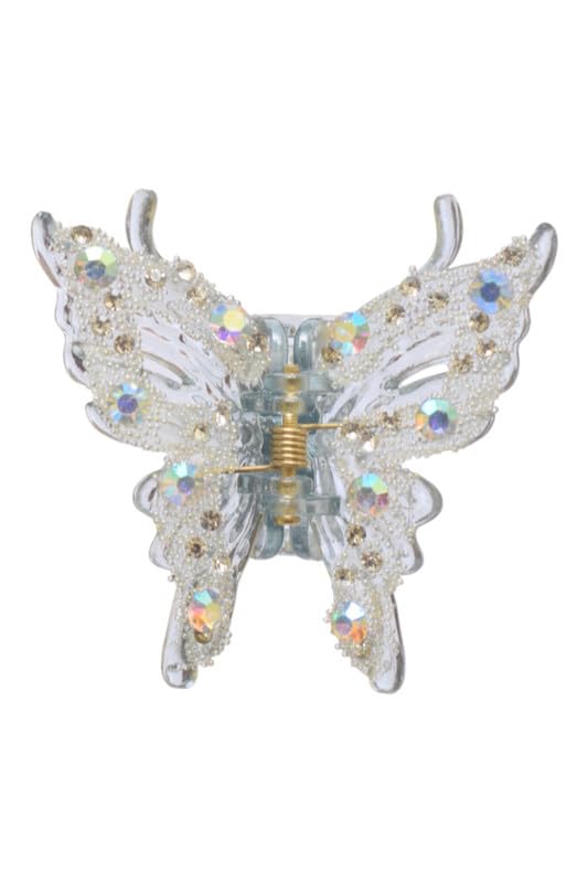 Daphne Plastic Hair Claw Clips With Butterfly Design For Girls - Blue