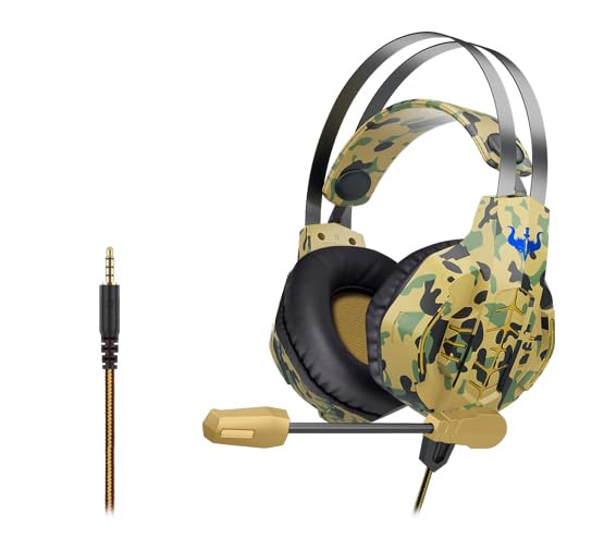 Ovleng GP30M 3.5mm Wired Over-Ear Gaming Headset with Rotation Microphone, Camouflage Design, Accurate Sound, Compatible with PC, Mac & Consoles - Desert Yellow