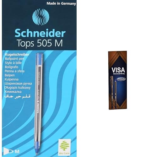 Stationery Bundle: Schneider Tops Ballpoint Pens Blue 3-Pack + Prima Visa Ballpoint Pen Blue 10-Pack