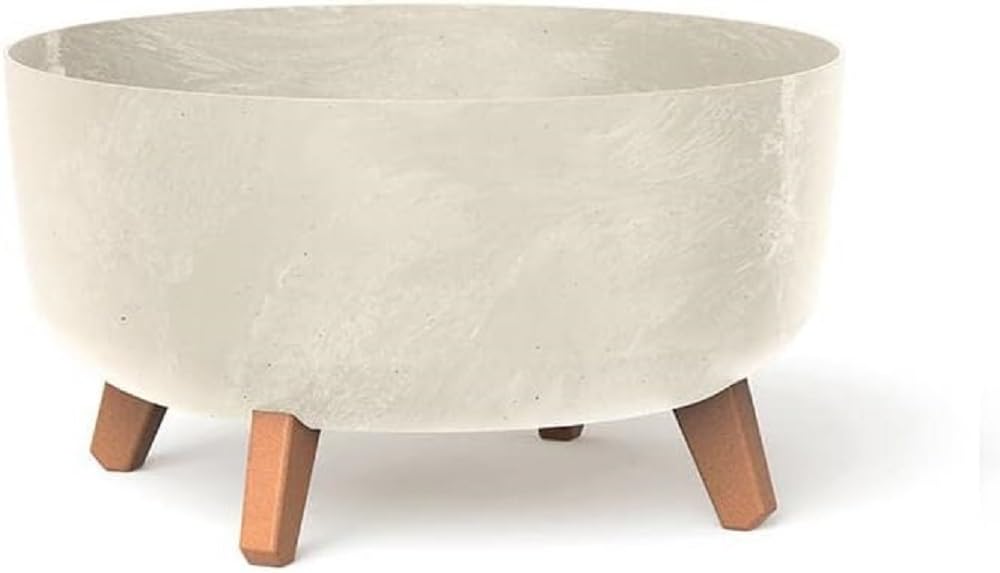Plant pot with feet Planter - 20,7 x Ø 38 cm - Flower pot Concrete Effect GRACIA, Cream, DGRL400LE