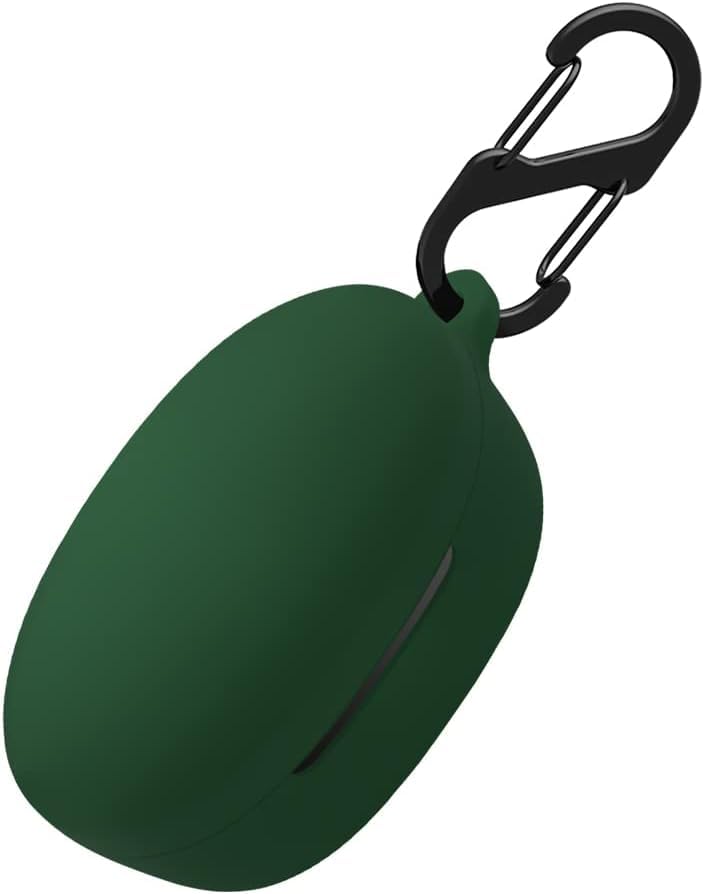 GBUFIYSN Silicone Carrying Case Compatible with Anker Sound-core Life P2 Mini, Portable Scratch Shock Resistant Cover with Carabiner (Dark green)