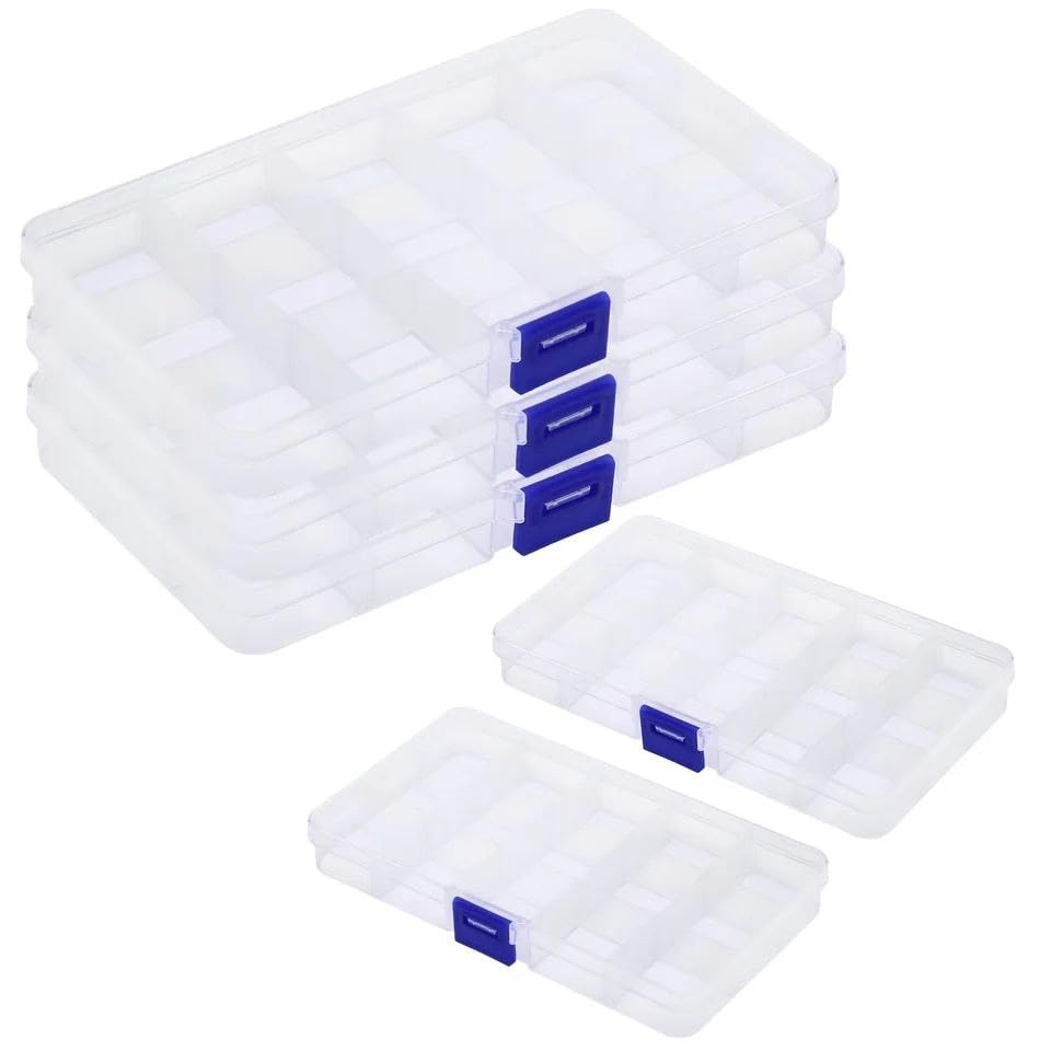 Multipurpose Organizer Box for Accessories, Sewing Tools, First Aid - Divided Design - 10 Adjustable Cutters - 7cm x 13cm Generic