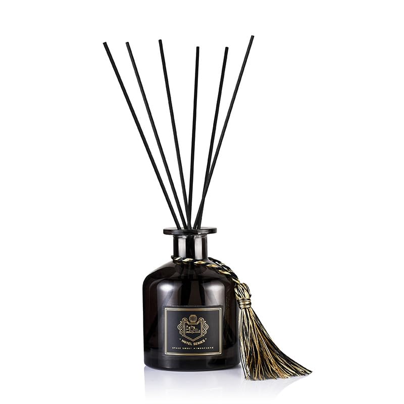 Reed Diffuser Set, 50ml Clean Linen Scented Diffuser with Sticks Home Fragrance Reed Diffuser for Bathroom Shelf Decor Reed Diffuser Set Bathroom Home (Black-R, Rose)