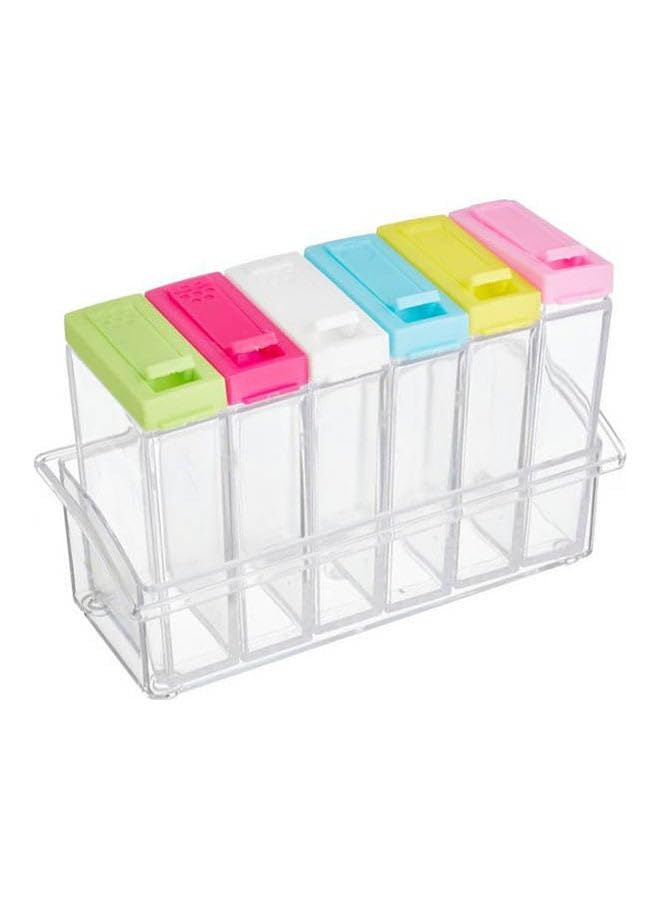Acrylic Spice Jars Set With Cover 6 Pieces Multicolour