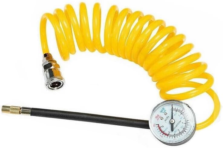 Nesmah Store Extra Flexible Air Hose with Tire Gauge, Car Air Compressor Attachment, Compatible with Most Tire Pumps and Compressors (3 Meters)