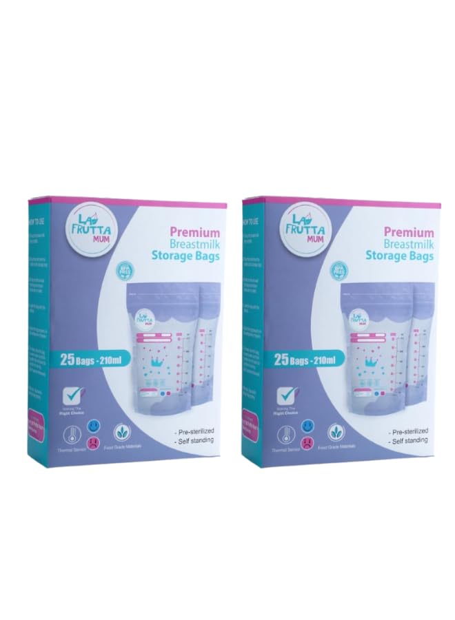 Milk Bag For BreastMilk 25 Pcs *210 Ml La Frutta Mum (2, 25 Bag)