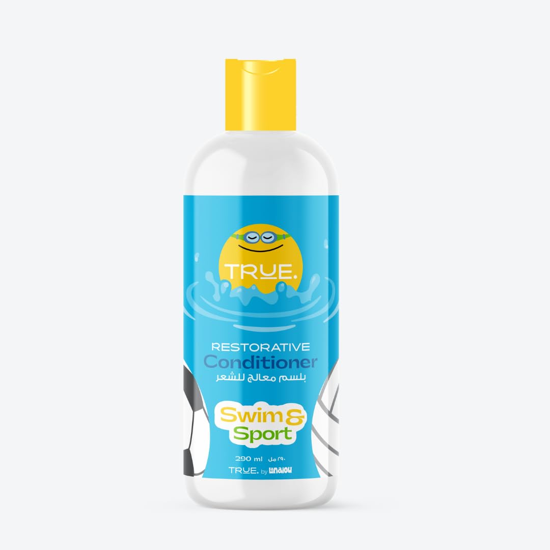 True By Lanalou Restorative Conditioner for Active Kids, Swim & Sport Hair Care, 290ml, Enriched with Chamomile, Aloe and Rice Protein