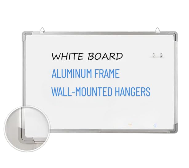 Joy & Learn Magnetic Writing White Board - Smooth & Easy to Wipe, Aluminum Frame, Includes Wall-Mounted Hangers & Pen Tray (45x60 cm)