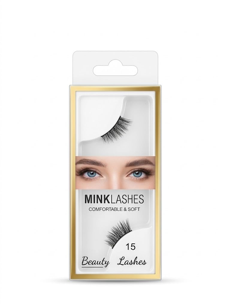 1 PAIRS 3D HALF Faux Mink False lashes | Reusable Lightweight & Natural Looking HALF Eye Makeup Look (N-15)