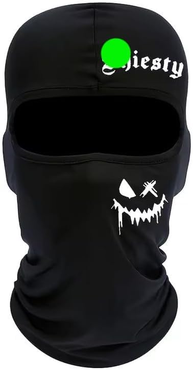 Nesmah Store Windproof Cotton Balaclava Neck Gaiter Full Face Cover Mask Outdoor Cycling Equipment (Balaclava Scarf, 1 Piece, Black Printed White Stripes, Code:9393)