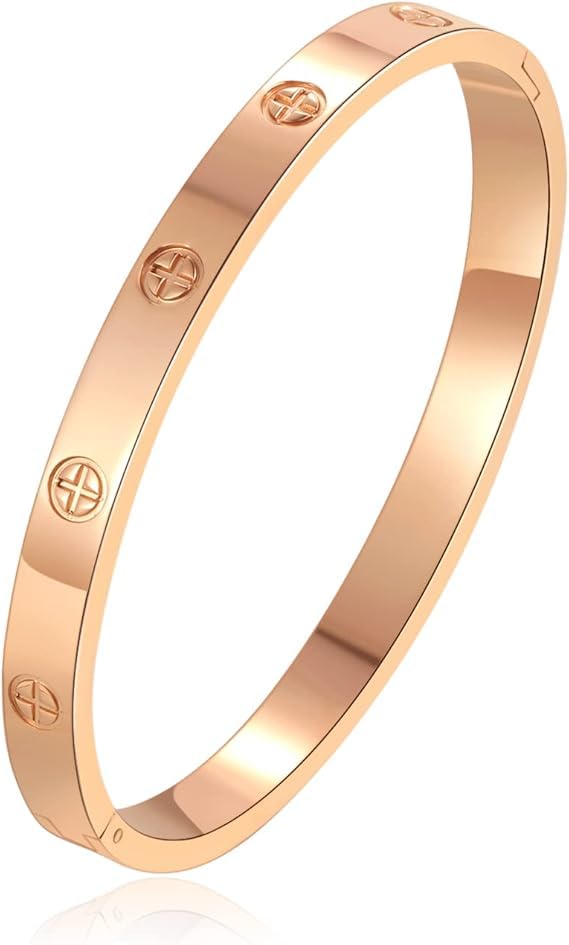 Fayruz Jewelry 18K Gold Plated Stainless Steel Bangle Bracelets for Women, Friendship and Love Bracelets, Stainless Steel Bracelet, Christmas Valentine's Day Birthday Jewelry for Women