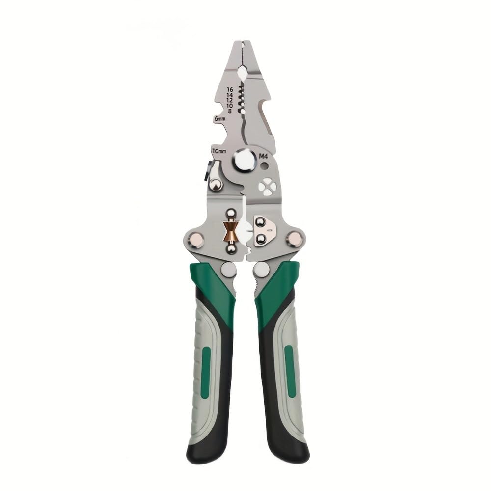 Folding Wire Stripping Tool with Pulley Design, Multi-Functional Crimping Pliers, Electric Wire Divider and Winding Hand Tool