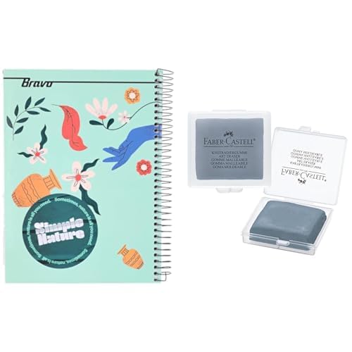 Bravo Stationery Bundle: A4 Hardcover Notebook 145 Sheets + Faber-Castell Charcoal Eraser