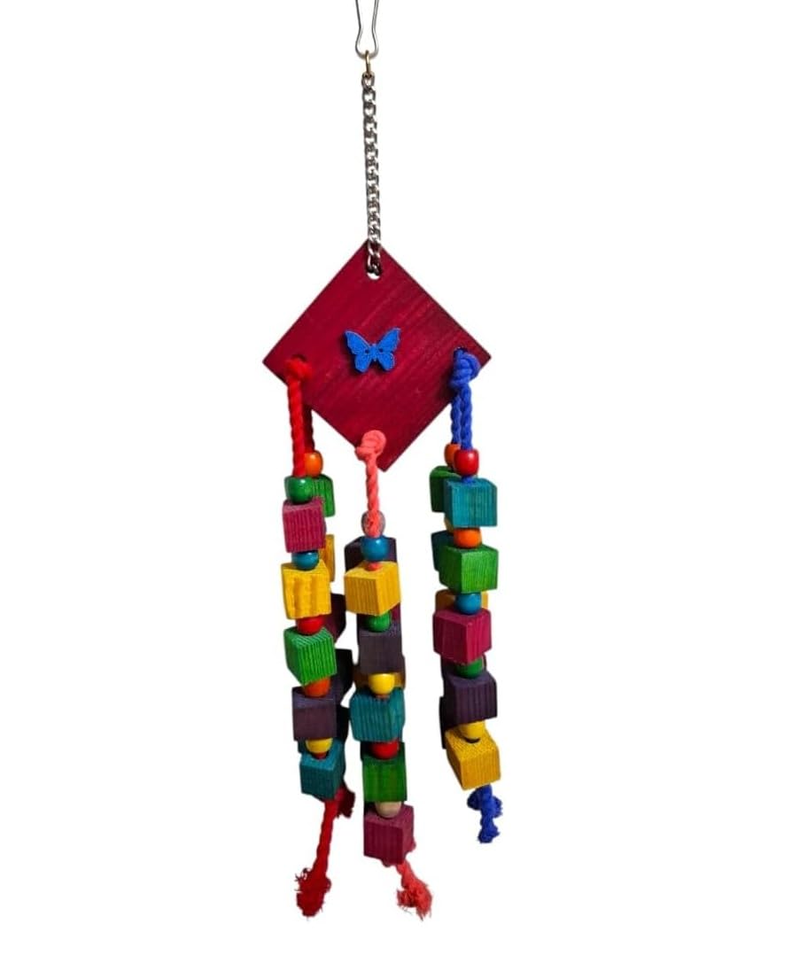 Wooden Funny Chew Toy for Parrot (Multicolor) HI 35 CM - W 10 CM