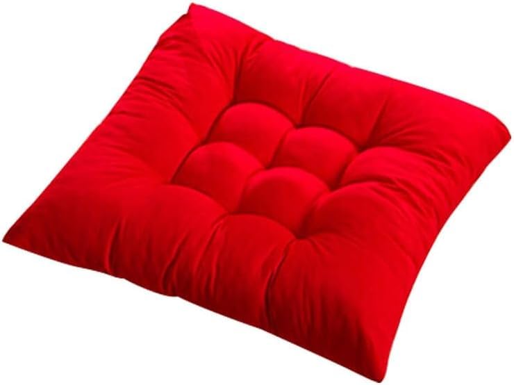 Premium Square Chair Pad - Soft Breathable Seat Cushion for Office, Dining, and Garden Chairs - Ergonomic Thickened Support (40cm x 40cm) (Red)