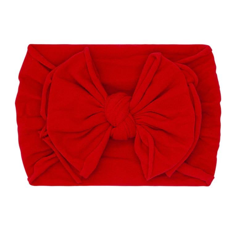 Kids Headband with Big Bow, Soft Fabric Red Elastic Hair Accessory for Girls
