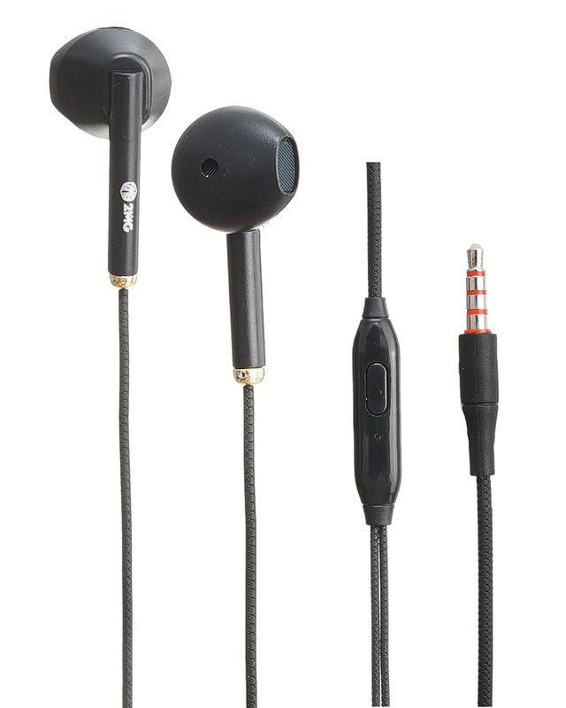 2MG MG-6 Wired Earphones 3.5mm Jack, In-Ear Design with Mic & Remote Cable Length 130CM, Black