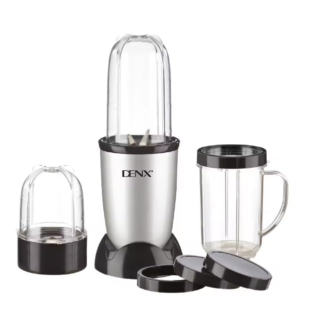 DENX DX3215 Juicer Blender Set 400W – Multi-Function Blender & Smoothie Maker with Stainless Steel Cross & Flat Blades, Multi-Cup System, Portable Juicer for Fruits, Vegetables & Shakes, 220–240V