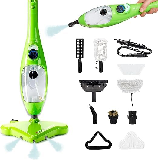 H2O Steam Mop X5 Elite Dual Head Handheld Steam Cleaner for Kitchen Floors, Hardwood Floors, Grout Cleaner, Upholstery and Carpet Cleaner