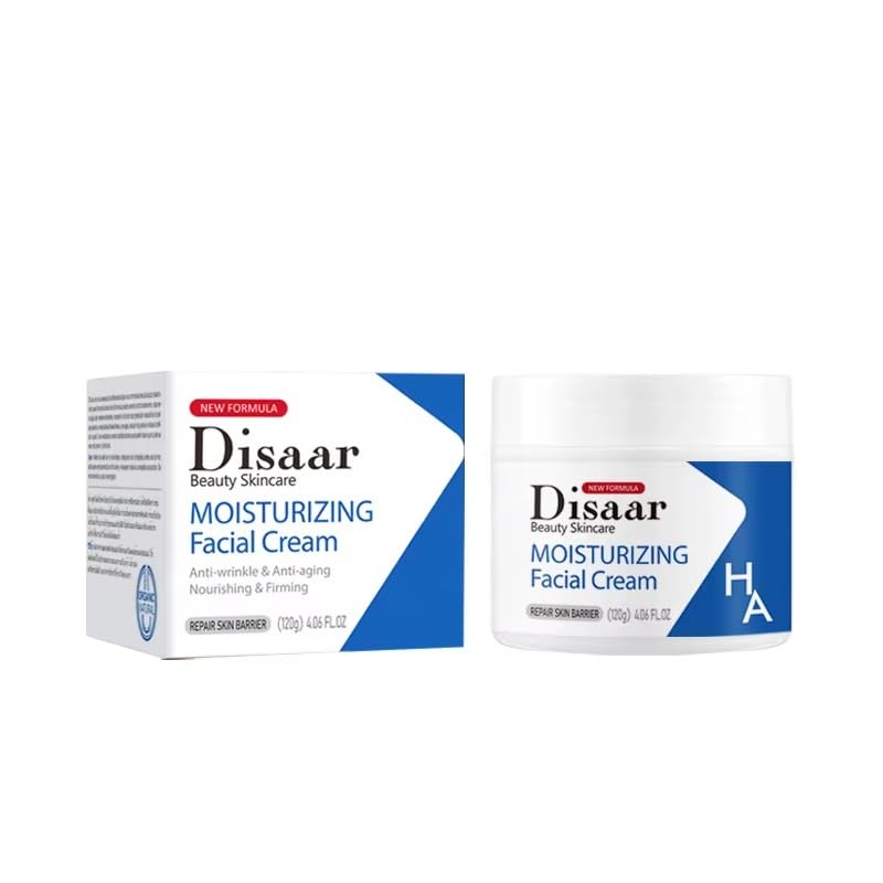 Disar Face Moisturizer with Hyaluronic Acid, Ceramides and Vitamin E, Anti Wrinkle & Anti-Aging Cream, 120g