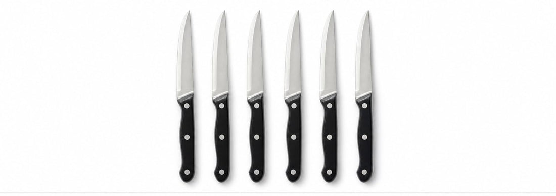 Stainless Steel Knife Set, Black Handle, 6 Pieces Kitchen Knife Set, Meat and Fruit Cutting Easy