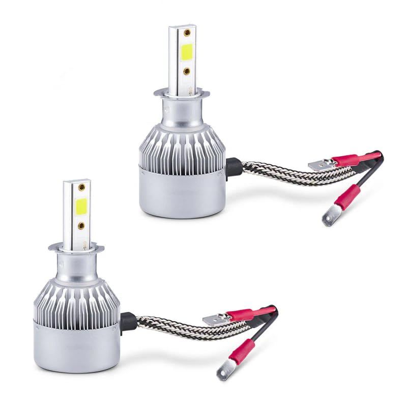 Kapper Trade Xenon Headlight Bulbs Kit for Cars - LED Light Bulbs with Cooling Fan 36W (2 Piece Set - C6- H3) - KaberTrade