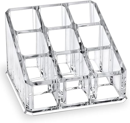 Makeup organizer holder with lid, detachable acrylic lipstick holder, clear lip gloss display organizer for dresser countertop, bathroom accessories (model 3)